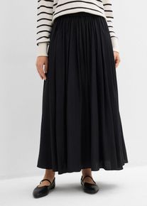 bonprix Maxirock aus flie&szlig;endem Viskose-Mix, schwarz, Gr.36, Maxirock aus feinem Crinkle-Material