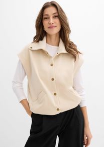 bonprix Weste aus bequemen Scuba, beige, Gr.44/46 (L), Scuba Weste mit Knopfleiste sowie zwei Leistentaschen vorne. Verstellbarer Saum, aus Viskose