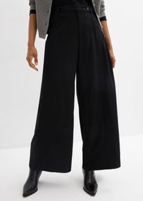 bonprix Weit geschnittene Hose mit Bequembund, schwarz, Gr.40, Weite flie&szlig;ende Hose mit teilelastischem Bund sowie Bindedetail und Knopf am Bund