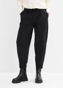 bonprix Twill- Barrel-Hose mit Bequembund, schwarz, Gr.36, Weit geschnittene Stoffhose mit Barrel-Fit. Mit individuell verstellbarem Bund und aus gewebtem Twill, 98% Baumwolle