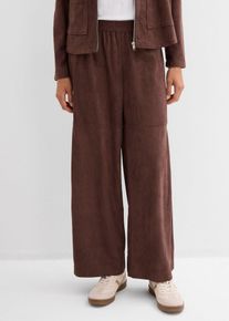 bonprix Schlupfhose in Velourslederimitat, braun, Gr.40, L&auml;ssige Schlupfhose in Velourslederimitat