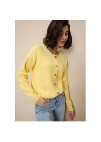 Strickjacke Tamaris, Damen, Gr. 44/46, gelb, Strick, Obermaterial: 50% Viskose, 28% Polyester, 22% Polyamid, unifarben, oversize h&uuml;ftlang, Rundhals, Strickjacken Strickjacke, mit trendigem Schnitt und Knopfleiste