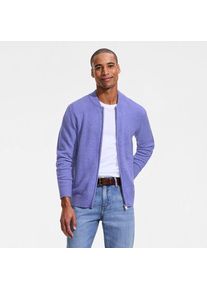 LANDS' END Wool Touch Cardigan mit Rei&szlig;verschluss, Herren,  Lila, Wolle/Polyester/Nylon, by Lands' End