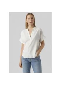V&eacute;ro Moda Shirtbluse VERO MODA "VMBEAUTY SS TOP GA NOOS", Damen, Gr. XS, wei&szlig; (snow wei&szlig;), Web, Obermaterial: 100% Viskose, unifarben, normal, V-Ausschnitt, Blusen, Viskose, regular fit