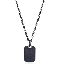 Kette mit Anh&auml;nger Kuzzoi "Halskette Herren Dog Tag Military Platte Brushed 925 Silber" Gr. 60, schwarz, Halsketten, Herren, 60, ohne Stein, Silber 925 (Sterlingsilber), Kette mit Anh&auml;nger