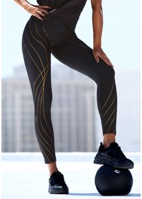 active by Lascana Leggings LASCANA ACTIVE, Damen, Gr. M (40/42), N-Gr, blau (schwarz), Obermaterial: 85% Polyester, 15% Elasthan, bedruckt, figurbetont lang, Hosen Leggings, mit schimmerndem Druck, Sportleggings, Topseller