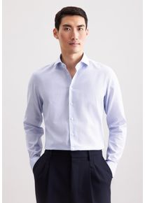 Businesshemd Seidensticker "Schwarze Rose", Herren, Gr. L (42), normale &Auml;rmell&auml;ngen, mittelblau, 100% Baumwolle, bedruckt, slim fit, 2-Knopf-Manschette, Hemden Businesshemd, Slim 1/1 Kentkragen Druck