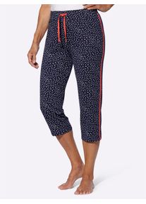 Schlupfhose, Damen, Gr. 46, Normalgr&ouml;&szlig;en, blau (marine, steingrau, bedruckt), 100% Baumwolle, gemustert, 7/8-L&auml;nge, Hosen Schlupfhose