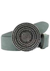 Koppelg&uuml;rtel RETTUNGSRING G&Uuml;RTEL, Damen, Gr. 90, blau (blaugrau), Leder, unifarben, G&uuml;rtel Koppelg&uuml;rtel, Vollrindleder in Veloursoptik, Rund G&uuml;rtelschlie&szlig;e