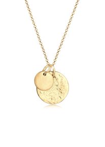 Kette mit Anh&auml;nger Elli "Halskette Pl&auml;ttchen M&uuml;nzen Organic Look 925 Silber" Gr. 50, gold, Halsketten, Damen, 50, ohne Stein, Silber 925 (Sterlingsilber), Kette mit Anh&auml;nger