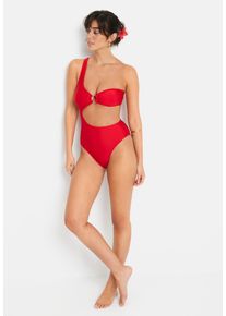 Monokini LSCN BY LASCANA "Baila", Damen, Gr. 36, Cup A/B, rot, Polyamid, leicht gl&auml;nzend, unifarben, Badeanz&uuml;ge Monokini, mit asymmetrischem Schnitt