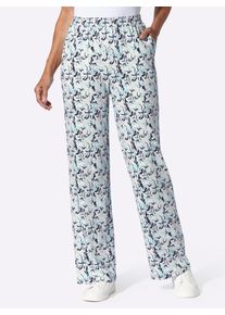 Schlupfhose, Damen, Gr. 46, Normalgr&ouml;&szlig;en, ecru, marine, bedruckt, 100% Baumwolle, gebl&uuml;mt, gemustert, mehrfarbig, Hosen Schlupfhose