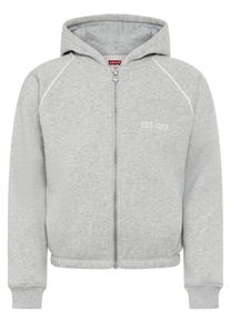 Kapuzensweatjacke LEVI'S KIDS, M&auml;dchen, Gr. 5 (110), grau (light gray heather), angeraute Sweatware, Obermaterial: 60% Baumwolle, 40% Polyester, normal h&uuml;ftlang, Rundhals, Raglan&auml;rmel elastischer Bund, Sweatjacken Kapuzensweatjacke, Mit Raglan&auml;rmel