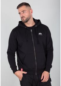Hoodie Alpha Industries "Basic Zip Hoodie SL", Herren, Gr. S, schwarz, Shell: 80% Cotton, 20% Polyester, regular fit, Sweatshirts Hoodie