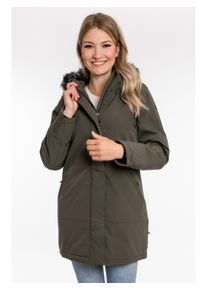 Parka DEPROC Active "DIAMOND PEAK Women", Damen, Gr. 36/38 (M), grau (stone), 94% Polyamid; 6% Elasthan, gerade, Windstopperb&uuml;ndchen mit Windstopper, Jacken Parka, mit abnehmbarem Kunstfellbesatz