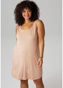Unterkleid ANISTON PLUS, Damen, Gr. 52, N-Gr, beige (natur), Jersey, Obermaterial: 95% Polyester, 5% Elasthan, unifarben, Basic, l&auml;ssig geschnitten kniefrei, Rundhals, Kleider Unterkleid, ideal unter transparenten Kleidern zu tragen