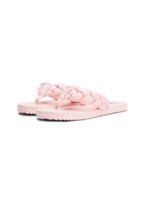 Zehentrenner Tommy Jeans "BRAIDED THONG BEACH SANDAL", Damen, Gr. 39, rosa (rose), Textil, Schuhe Zehentrenner, Dianette, Sommerschuh mit geflochtener, wattierter Bandage