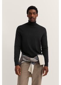 Rollkragenpullover Bugatti "Regular Fit", Herren, Gr. S, grau (280, dunkelgrau), Strick, 95% Baumwolle, 5% Kaschmir, unifarben, regular fit, ohne Ausschnitt, Rippb&uuml;ndchen, Pullover Rollkragenpullover, aus Baumwolle-Kaschmir