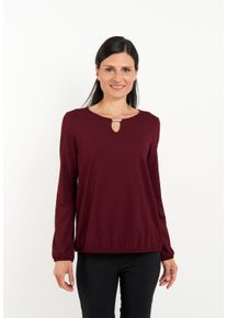 Langarmshirt Seidel Moden, Damen, Gr. 36, rot (bordeaux), Jersey, Obermaterial: 94% Viskose, 6% Elasthan, regular fit taillenbedeckt, Rundhals, elastischer Bund, Shirts Langarmshirt, MADE IN GERMANY