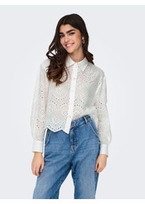 Langarmbluse Only "ONLVALAIS L/S SHIRT WVN NOOS", Damen, Gr. M, wei&szlig; (cloud dancer), Web, Obermaterial: 100% Baumwolle, unifarben, loose fit taillenlang, Blusen Langarmbluse