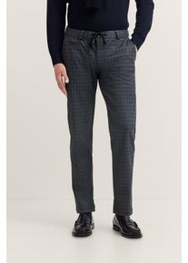 Chinohose Bugatti "Slim Fit", Herren, Gr. 34, L&auml;nge 32, blau (370, marine), 87% Polyester, 9% Viskose, 4% Elasthan, Glencheckmuster, slim fit, Hosen Chinohose, Glencheck mit Stretch & Kordelzug