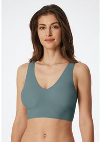 Bustier Schiesser "Invisible Soft", Damen, Gr. 36, N-Gr, mineral, Single Jersey, Obermaterial: 75% Polyamid, 25% Elasthan, bequem, BHs Bustier, Microfaser, Lasercut-Abschl&uuml;sse, V-Ausschnitt