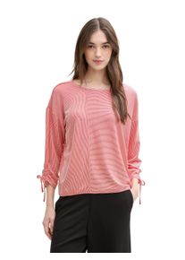 3/4-Arm-Shirt Tom Tailor Denim, Damen, Gr. XS (34), rot (small rot), Single Jersey, Obermaterial: 58% Viskose, 38% Polyester, 4% Elasthan, gestreift, regular fit normal, Rundhals, verstellbar mit Bindeband, Shirts 3/4-Arm-Shirt, in feiner Rippoptik