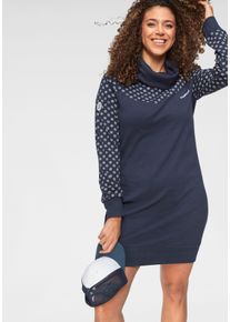 Sweatkleid Kangaroos, Damen, Gr. 48/50, N-Gr, blau (marine, wei&szlig;, gemustert), Interlock, Obermaterial: 100% Baumwolle, gemustert, unifarben, figurbetont kurz, eingesetzt Rippb&uuml;ndchen, Kleider Sweatkleid, lang, aus Baumwolle, Langarm, mit breiten Rippb&uuml;ndchen