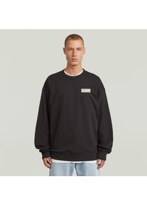 G-Star Raw Sweater G-STAR "HB Badge", Herren, Gr. L, dk schwarz, Sweatware, Obermaterial: 100% Baumwolle, unifarben, relaxed fit h&uuml;ftbedeckend, Rundhals, Rippb&uuml;ndchen, Sweatshirts Sweater, im Relaxed Fit, Rundhalsform