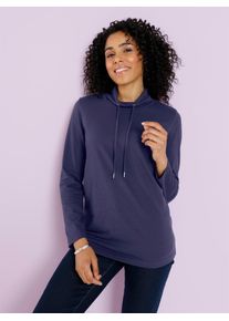 Stehkragenshirt Classic Basics "Langarm-Shirt", Damen, Gr. 42, blau (marine), 100% Baumwolle, unifarben, Shirts Stehkragenshirt