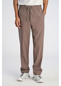 Stoffhose LINDBERGH, Herren, Gr. S, N-Gr, braun (deep sand mel), Web, Obermaterial: 65% Polyester, 31% Viskose, 4% Elasthan, unifarben, relaxed fit lang, Hosen Stoffhose, mit Kordelzug