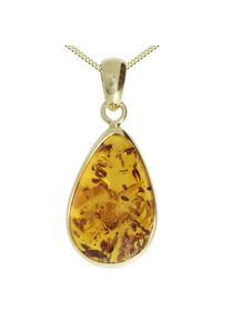 Kette mit Anh&auml;nger OSTSEE-SCHMUCK "- Classic Tropfen 21 x 14 mm - Silber 925/000, vergoldet - Bernstein" Gr. 42, gold (goldfarben, gelb), Schmuck_Sets, Damen, 42, Silber 925 (Sterlingsilber), Kette mit Anh&auml;nger