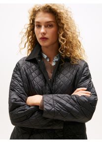 Steppmantel Tommy Hilfiger "PADDED NYLON REG QUILTED COAT", Damen, Gr. S (36), schwarz, Steppware, Obermaterial: 100% Polyamid, unifarben, regular fit h&uuml;ftbedeckend, M&auml;ntel Steppmantel, perfekt f&uuml;r die &Uuml;bergangszeit
