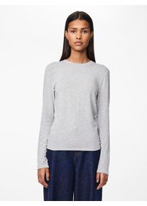 Langarmshirt Pieces "PCMARIA LS TOP NOOS BC", Damen, Gr. XL, grau (light grau melange), Jersey, Obermaterial: 64% Polyester, 33% Viskose, 3% Elasthan, meliert, unifarben, regular fit normal, Rundhals, Shirts Langarmshirt