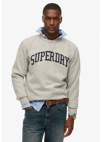 Sweatshirt Superdry "ATHLETIC ESS CREW", Herren, Gr. M, grau (grau marl), angeraute Sweatware, Obermaterial: 100% Baumwolle, bedruckt, meliert, loose fit normal, Rundhals, Rippb&uuml;ndchen, Sweatshirts Sweatshirt