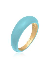 Silberring Elli "Ring Bandring Stapelring Emaille 925er Silber vergoldet" Gr. 56, blau (hellblau), Fingerringe, Damen, 56, Silber 925 (Sterlingsilber), Silberring