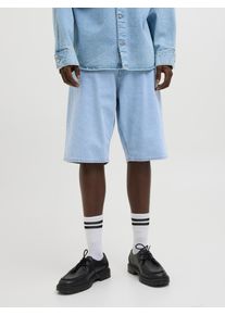 Jack & Jones Bermudas JACK & JONES "JJIRON JJORIGINAL SHORTS MF 328 SN", Herren, Gr. XS, N-Gr, blau (blau denim detail:sq 738), Denim/Jeans, Obermaterial: 100% Baumwolle, unifarben, relaxed fit knielang, Hosen Bermudas