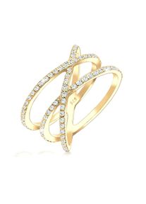 Silberring Elli "Ring Verschlungen Kristalle 925 Silber" Gr. 58, gold, Fingerringe, Damen, 58, Silber 925 (Sterlingsilber), Silberring