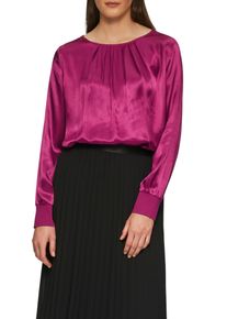 Langarmshirt s.Oliver BLACK LABEL, Damen, Gr. 44, lila (plum), Obermaterial: 100% Viskose, unifarben, taillenbedeckt, U-Boot-Ausschnitt, B&uuml;ndchen, Shirts Langarmshirt, mit U-Boot Ausschnitt