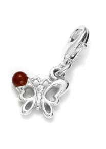 Kettenanh&auml;nger OSTSEE-SCHMUCK "OSTSEE-SCHMUCK Charm-Einh&auml;nger Schmetterling", wei&szlig; (wei&szlig;, neutral), Schmuckanh&auml;nger, Damen, 22 x 12mm, Silber 925 (Sterlingsilber), 1,1 g, Kettenanh&auml;nger