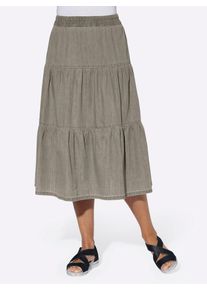 Jeansrock Classic Basics, Damen, Gr. 20, grau (grau denim), 100% Baumwolle, unifarben, wadenlang, R&ouml;cke Jeansrock