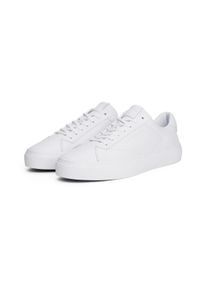 Sneaker Tommy Hilfiger "PREMIUM DRESS CUPSOLE LTH", Herren, Gr. 42, wei&szlig;, Nappaleder, Schuhe Sneaker, Freizeitschuh, Halbschuh, Schn&uuml;rer mit Flaggen-Emblem an der Ferse