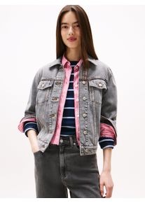 Jeansjacke Tommy Jeans "CLSSC TRCKR JCKT RWB EXT DI6078", Damen, Gr. XXL (44), blau (denim grau), Denim/Jeans, Obermaterial: 100% Baumwolle, unifarben, Jacken Jeansjacke
