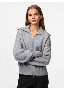 Strickjacke Pieces "PCMALOU LS ZIP KNIT CARDIGAN NOOS BC", Herren, Gr. XS, grau (medium grau melange), Strick, Obermaterial: 65% Polyester, 17% Polyacryl, 10% Nylon, 5% Wolle, 3% Elasthan, meliert, unifarben, slim fit normal, Rippb&uuml;ndchen, Strickjacken Strickjacke