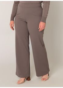 Treggings Base Level Curvy "Arah", Damen, Gr. 46, L&auml;nge 32, grau (schwarz taupe), Web, Obermaterial: 97% Polyester, 3% Elasthan, unifarben, loose fit extralang, Hosen Treggings, mit elastischem Bund