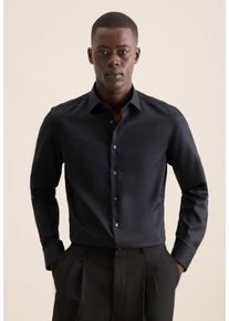 Businesshemd Seidensticker "Schwarze Rose", Damen, Gr. XXL (46), normale &Auml;rmell&auml;ngen, schwarz, 100% Baumwolle, unifarben, tailored fit, 2-Knopf-Manschette, Hemden Businesshemd, Shaped 1/1 Kentkragen Uni