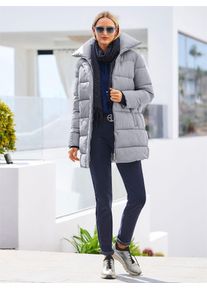 Steppmantel Heine, Damen, Gr. 38, grau (steingrau), 100% Polyamid, Wattierung:100% Polyester, unifarben, unifarben mit Farbeinsatz, unifarben mit Farbeins&auml;tzen, M&auml;ntel Steppmantel