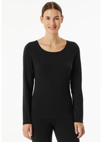 Langarmshirt Schiesser "Invisible Soft Warming", Damen, Gr. 46, schwarz, Obermaterial: 60% Polyacryl, 30% Modal, 10% Elasthan, figurbetont h&uuml;ftbedeckend, Rundhals, Shirts Langarmshirt, flache N&auml;hte, w&auml;rmend, lang&auml;rmelig