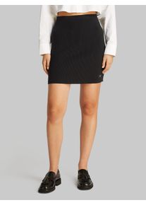 Minirock Calvin Klein Jeans "WOVEN LABEL SWEATER SKIRT", Damen, Gr. L (40), schwarz (ck schwarz), Rippware, Obermaterial: 100% Baumwolle, unifarben, figurbetont kurz, R&ouml;cke Minirock, aus Rippware