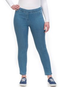 Jeansjeggings KjBRAND "JENNY", Damen, Gr. 42, N-Gr, blau (denim bleached), Denim/Jeans, Obermaterial: 78% Baumwolle, 18% Polyester, 4% Elasthan, unifarben, skinny fit lang, Jeans Jeansjeggings, angenehm weiche Quer-Stretch Qualit&auml;t